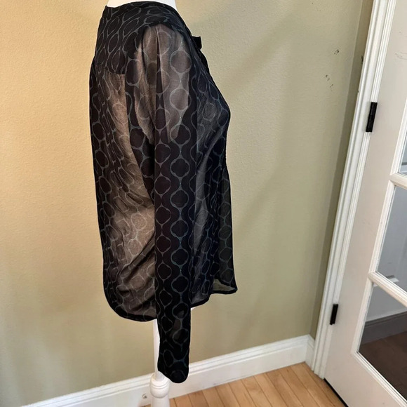 BANANA REPUBLIC Sheer Pintucked Print Blouse Top Button Front - S - Picture 7 of 8